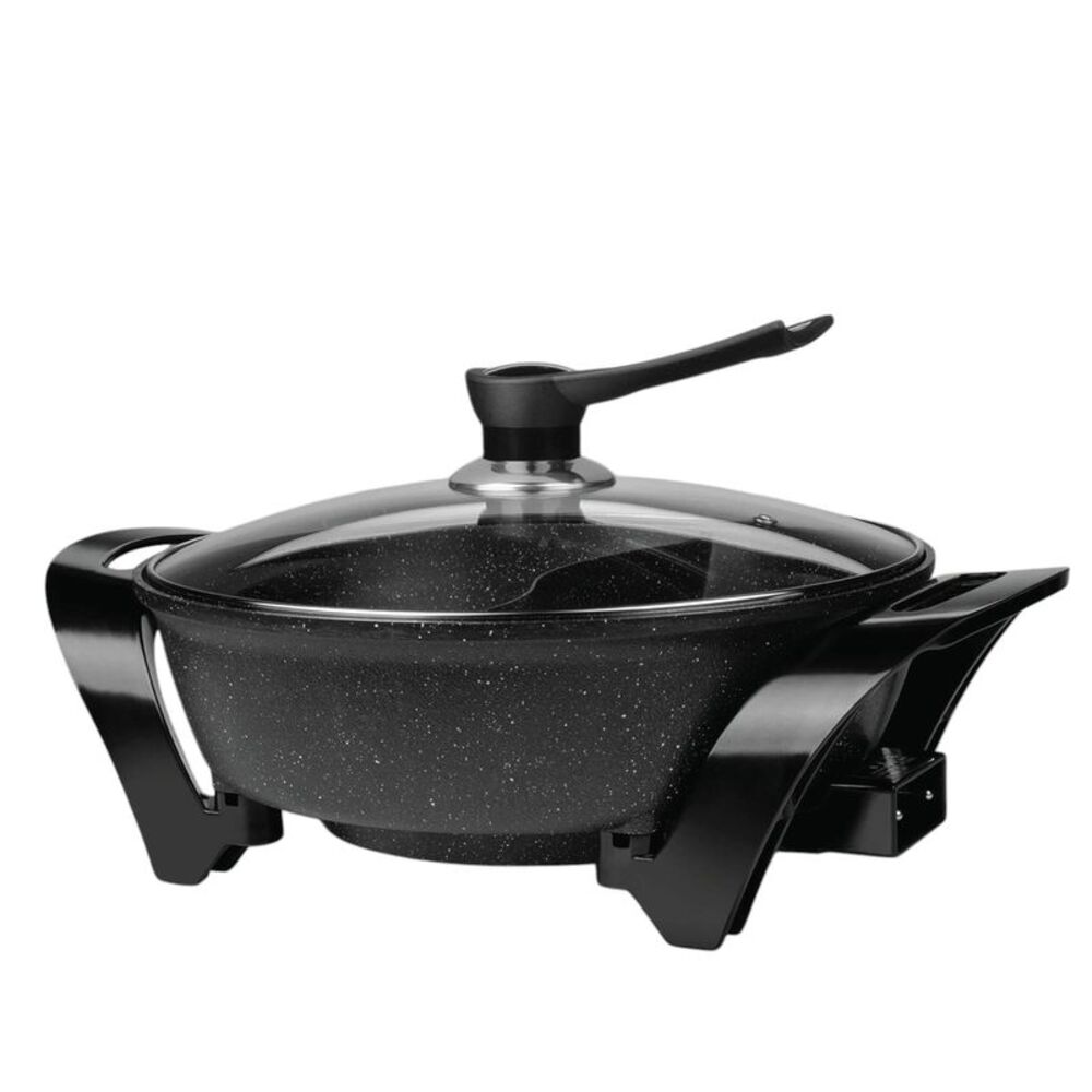 Brentwood Electric Non-Stick 6 Quart Shabu Shabu Hot Pot with Divider in Black